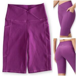 AARYA Women's Size XS Purple Crossover High Waist Athletic Biker Shorts